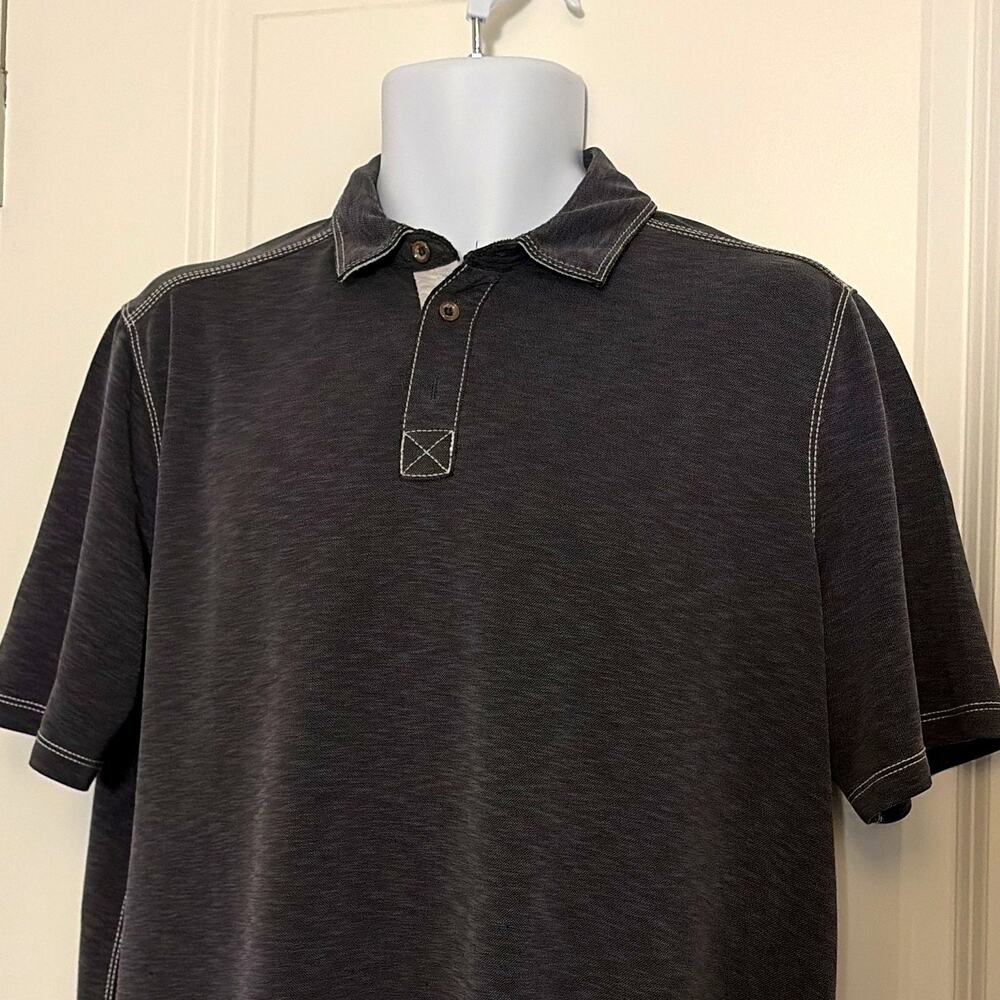 johnston & murphy mens polo shirt large gray solid short sleeve button collar